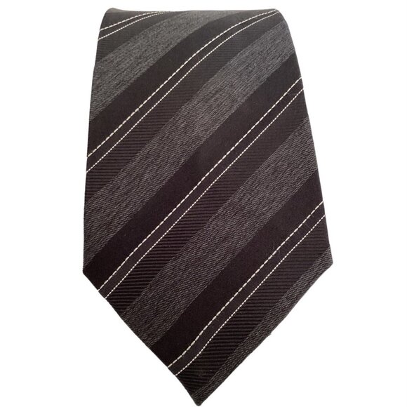 Z ZEGNA Black Striped Silk Tie Italy 60